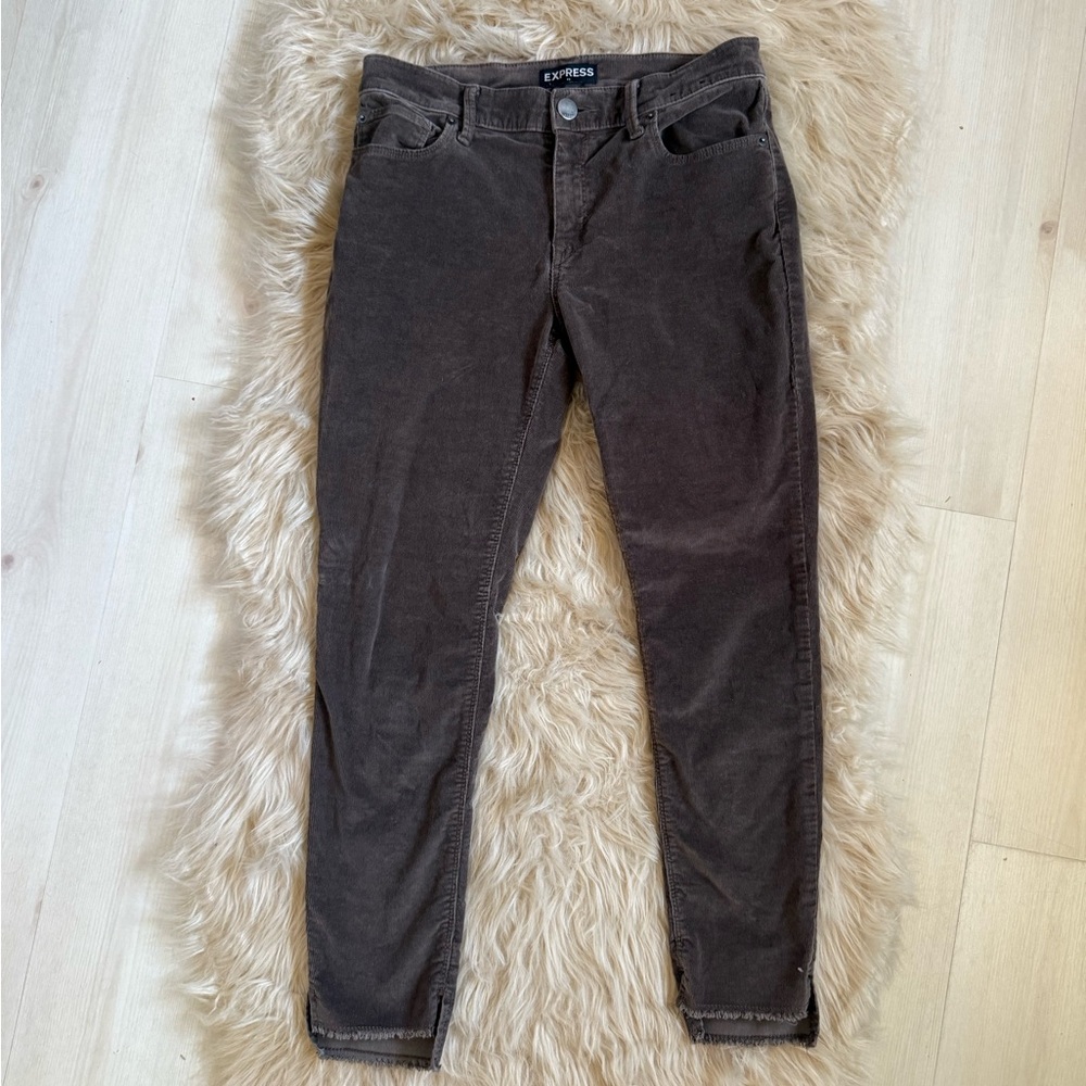 Express Women's Corduroy Mid Rise Ankle Legging Pants